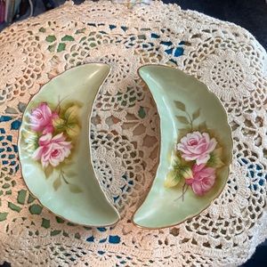 Vintage Lefton "Heritage Green China" Dish/Trinket Trays (2)